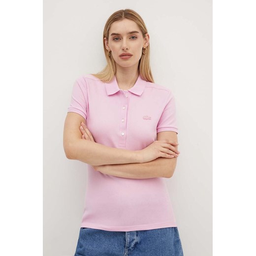 Lacoste polo damski kolor różowy ze sklepu ANSWEAR.com w kategorii Bluzki damskie - zdjęcie 173686027