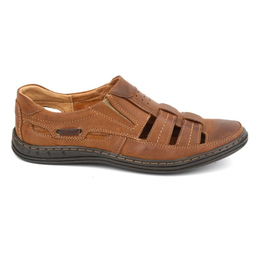 Buty męskie skórzane ażurowe 06 na lato brązowe Polbut 43 butyolivier