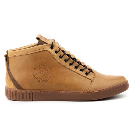 Buty męskie ocieplane skórzane za kostkę 2122 brązowe ze sklepu butyolivier w kategorii Buty zimowe męskie - zdjęcie 173686366