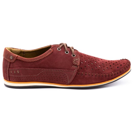 Buty męskie skóra mokasyny 875 lato bordowe ze sklepu butyolivier w kategorii Półbuty męskie - zdjęcie 173686895