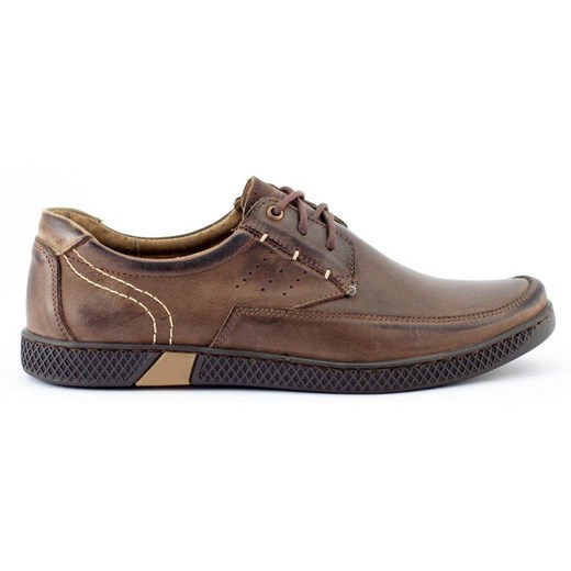 Buty męskie skórzane casual 911 ciemny brąz ze sklepu butyolivier w kategorii Półbuty męskie - zdjęcie 173686906