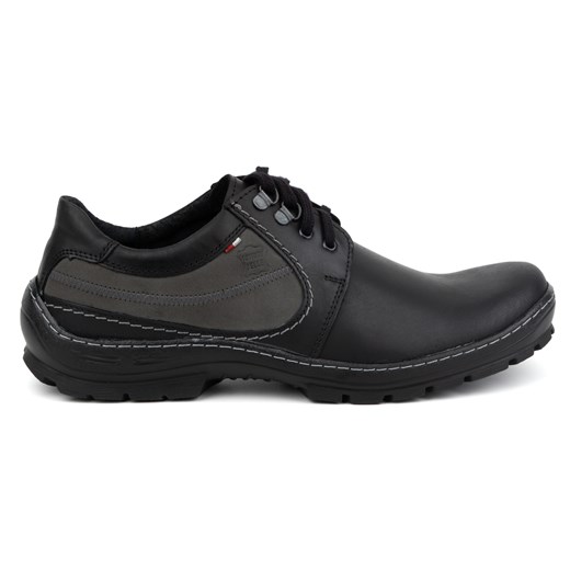 Buty męskie skórzane casual sznurowane 307GT czarne ze sklepu butyolivier w kategorii Buty zimowe męskie - zdjęcie 173687048