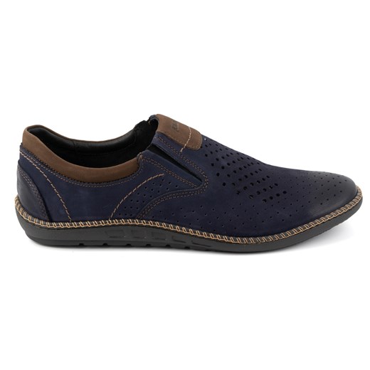 Buty męskie mokasyny skórzane 937L granatowe ze sklepu butyolivier w kategorii Mokasyny męskie - zdjęcie 173687159