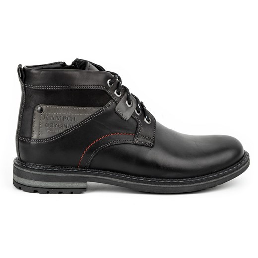 Buty męskie trzewiki zimowe skórzane 152KAM czarne ze sklepu butyolivier w kategorii Buty zimowe męskie - zdjęcie 173687176