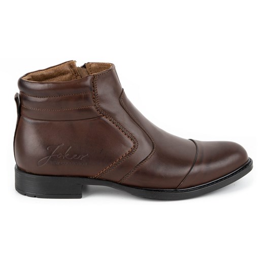 Buty męskie zimowe sztyblety na zamek skórzane 323J brązowe ze sklepu butyolivier w kategorii Buty zimowe męskie - zdjęcie 173687349