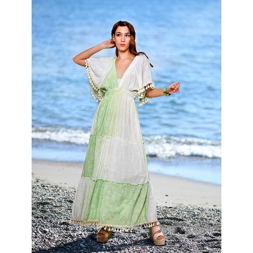 Sukienka Tarifa w serek biała z wiskozy 