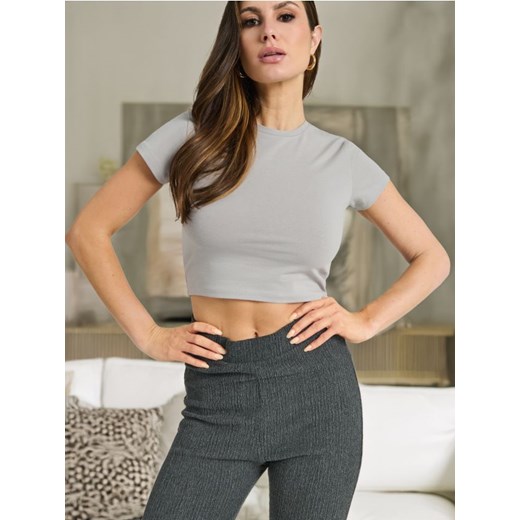 Sinsay - Crop top - szary ze sklepu Sinsay w kategorii Bluzki damskie - zdjęcie 173693707