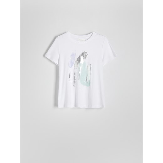 Reserved - T-shirt z nadrukiem - biały Reserved XL Reserved