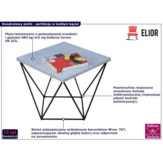 Industrialny stolik kawowy beton + czarny - Galapi 5X Elior One Size Edinos.pl