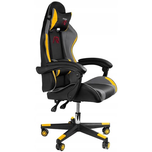 Czarno-żółte ergonomiczne krzesło biurowe komputerowe - Crialo ze sklepu Edinos.pl w kategorii Fotele - zdjęcie 173696095