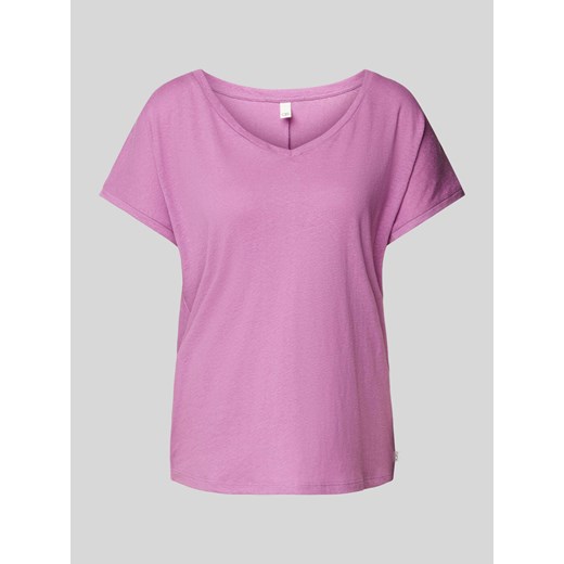 T-shirt lniany z dekoltem w serek ze sklepu Peek&Cloppenburg  w kategorii Bluzki damskie - zdjęcie 173696696