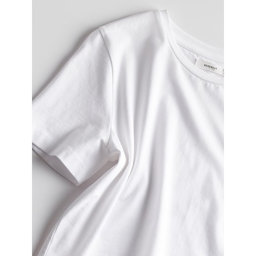 Bluzka damska biała Reserved z bawełny z krótkim rękawem 