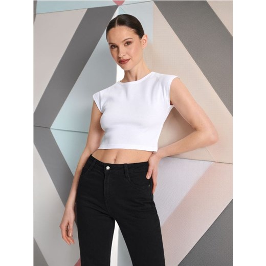 Sinsay - Koszulka crop top - biały ze sklepu Sinsay w kategorii Bluzki damskie - zdjęcie 173701297