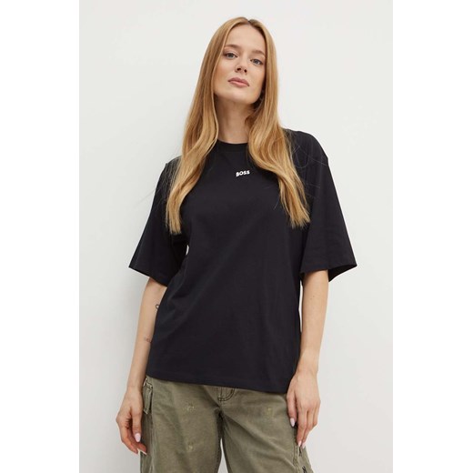 Boss Orange t-shirt bawełniany damski kolor czarny 50523256 ze sklepu ANSWEAR.com w kategorii Bluzki damskie - zdjęcie 173704076