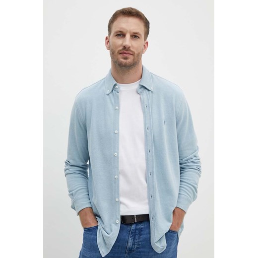 Polo Ralph Lauren koszula bawełniana męska kolor niebieski regular z kołnierzykiem button-down 710942864 ze sklepu ANSWEAR.com w kategorii Koszule męskie - zdjęcie 173704179