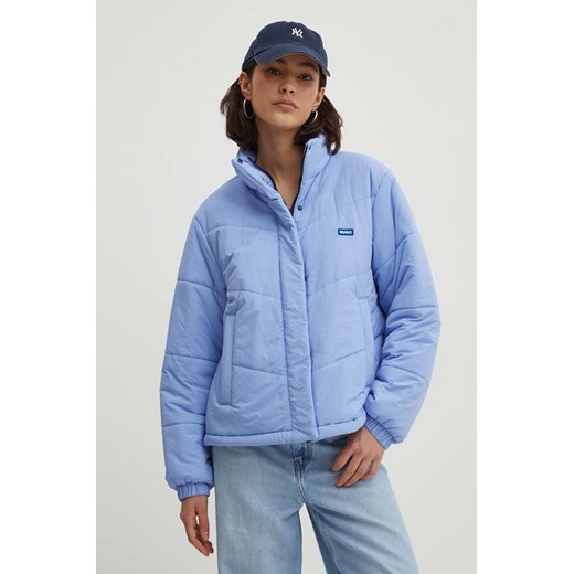 Hugo Blue kurtka damska kolor niebieski zimowa 50510566 ze sklepu ANSWEAR.com w kategorii Kurtki damskie - zdjęcie 173704207