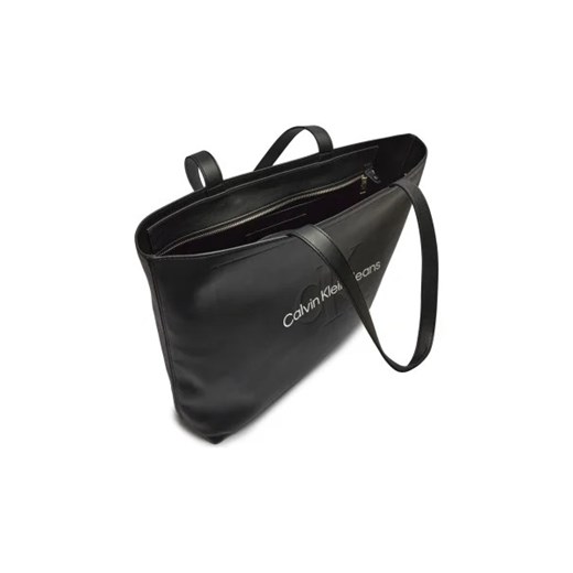 Shopper bag Calvin Klein ze skóry ekologicznej czarna mieszcząca a5 na ramię 