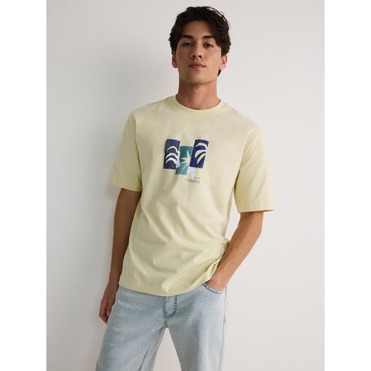 Reserved - T-shirt relaxed fit z nadrukiem - jasnozielony ze sklepu Reserved w kategorii T-shirty męskie - zdjęcie 173708616