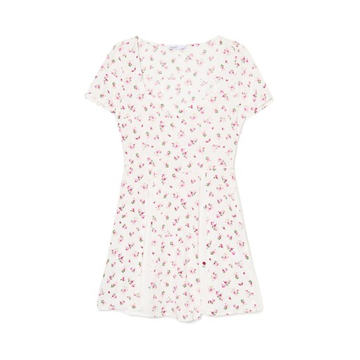 Cropp - Sukienka mini z wiskozy w kwiaty - biały Cropp M Cropp