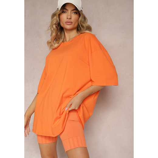 Pomarańczowy T-shirt z Krótkim Rękawem z Bawełny Bavima ze sklepu Renee odzież w kategorii Bluzki damskie - zdjęcie 173714706