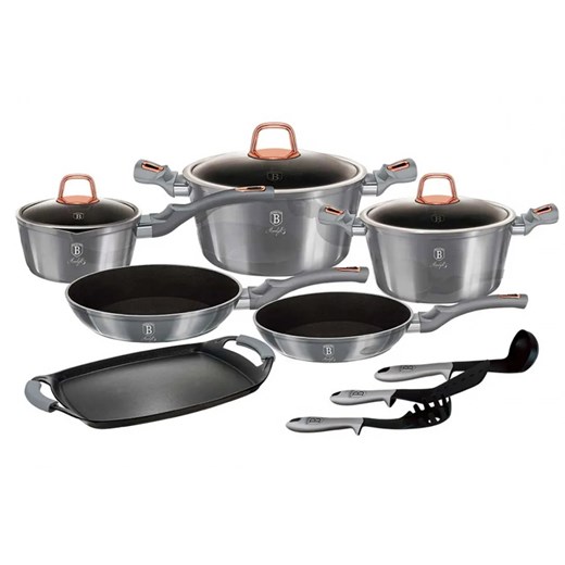 Aluminiowy zestaw garnków z granitową powłoką S1-N84 ze sklepu Edinos.pl w kategorii Garnki - zdjęcie 173715537