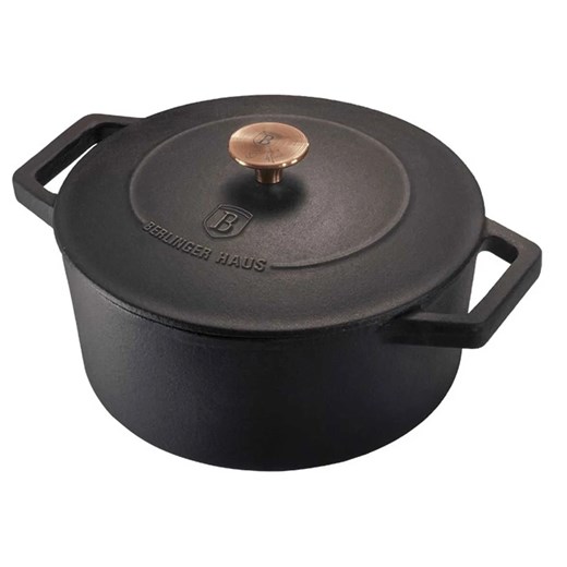 Czarny żeliwny garnek 4.3L N1-H48 ze sklepu Edinos.pl w kategorii Garnki - zdjęcie 173715569
