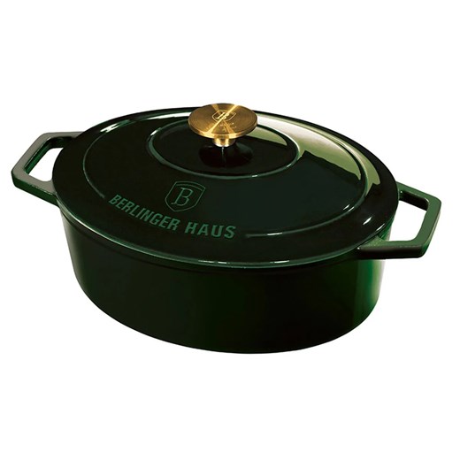 Zielona emaliowana brytfanna żeliwna z pokrywą - Bornes 3X ze sklepu Edinos.pl w kategorii Dom - zdjęcie 173715647