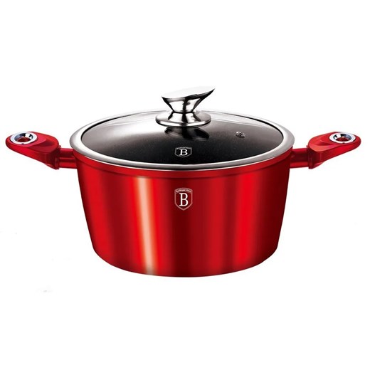 Aluminiowy czerwony garnek na indukcję Biały połysk B9-F62 ze sklepu Edinos.pl w kategorii Garnki - zdjęcie 173715715