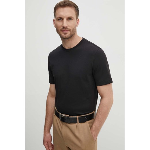 BOSS t-shirt bawełniany męski kolor czarny gładki 50468972 ze sklepu ANSWEAR.com w kategorii T-shirty męskie - zdjęcie 173717316