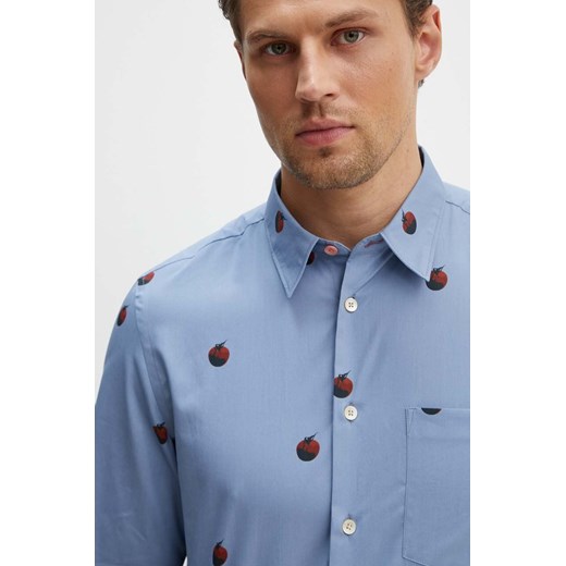 PS Paul Smith koszula bawełniana męska kolor niebieski slim z kołnierzykiem klasycznym M2R.614P.N22109 ze sklepu ANSWEAR.com w kategorii Koszule męskie - zdjęcie 173717488