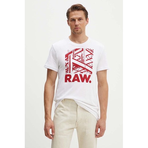 G-Star Raw t-shirt bawełniany kolor biały z nadrukiem D24685-C506 ze sklepu ANSWEAR.com w kategorii T-shirty męskie - zdjęcie 173717666