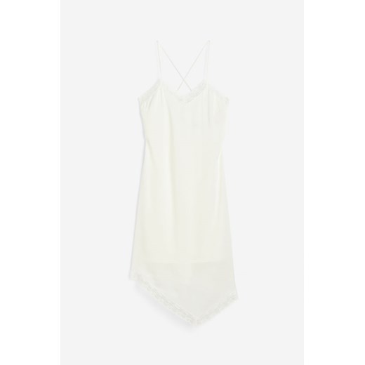 H & M - Satynowa sukienka z koronką - Biały ze sklepu H&M w kategorii Sukienki - zdjęcie 173722146