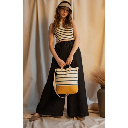 Bawełniana torba plażowa Casual stripes tr24176-1, Kolor biało-żółty, Rozmiar uniwersalny Primodo