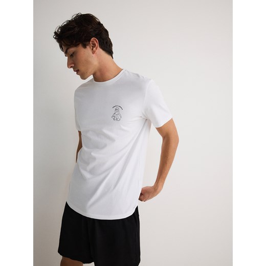 Reserved - T-shirt regular z nadrukiem na plecach - biały Reserved L Reserved