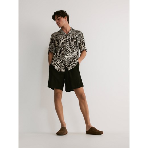 Reserved - Szorty jogger z lnem - czarny Reserved M Reserved
