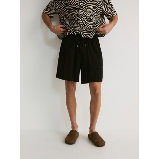 Reserved - Szorty jogger z lnem - czarny Reserved XL Reserved