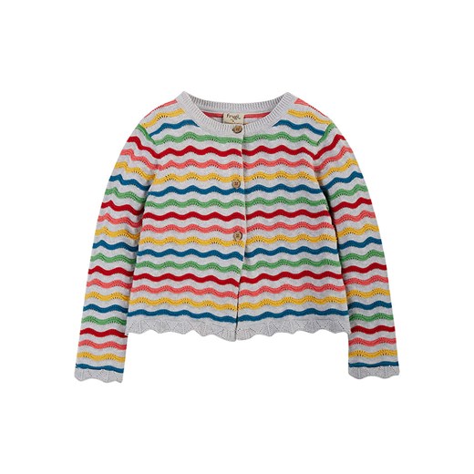 Frugi Kardigan &quot;Rainbow Pointelle&quot; w kolorze szarym ze wzorem ze sklepu Limango Polska w kategorii Swetry dziewczęce - zdjęcie 173732626