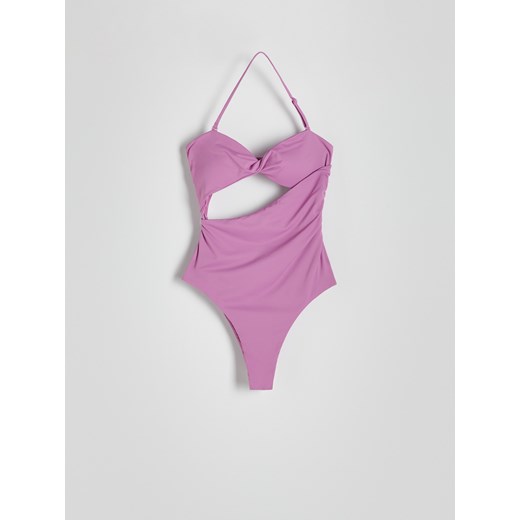 Reserved - Jednoczęściowy strój plażowy z wycięciem - fioletowy Reserved 36 Reserved