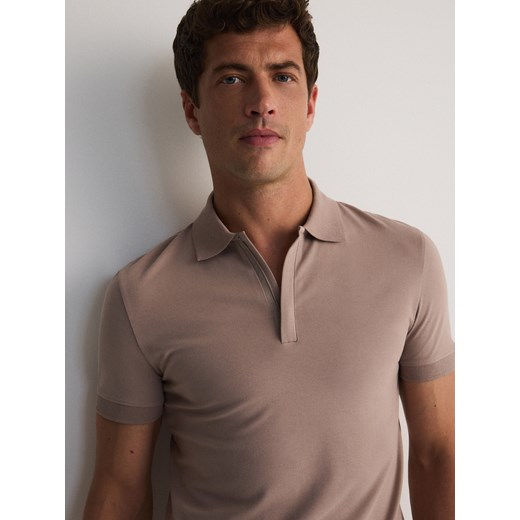 Reserved - Bawełniana koszulka polo slim - złamana biel Reserved XL Reserved