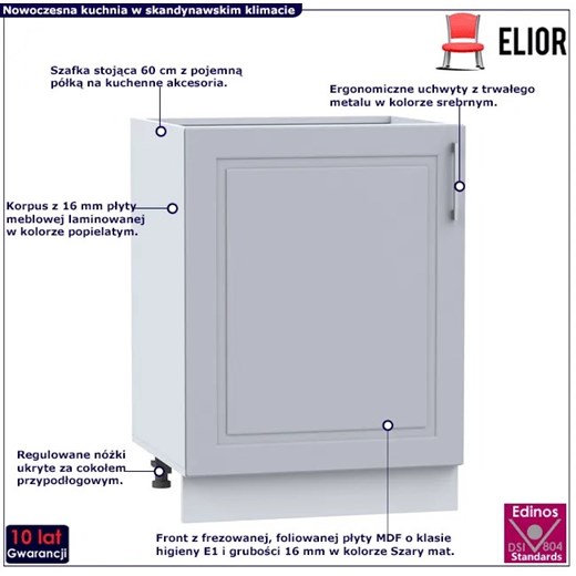 Dolna szafka kuchenna 60 cm - Lorina 9X Elior One Size Edinos.pl