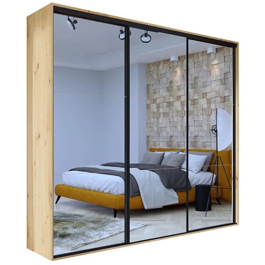 Szafa przesuwna dąb artisan + czarne listwy - Savona 7X Elior One Size Edinos.pl