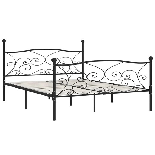 Czarne metalowe łóżko ze zdobieniami 200x200 cm - Donner ze sklepu Edinos.pl w kategorii Łóżka i materace - zdjęcie 173736496