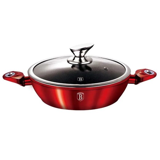 Aluminiowy czerwony garnek z powłoką granitową W3-S74 ze sklepu Edinos.pl w kategorii Garnki - zdjęcie 173736549