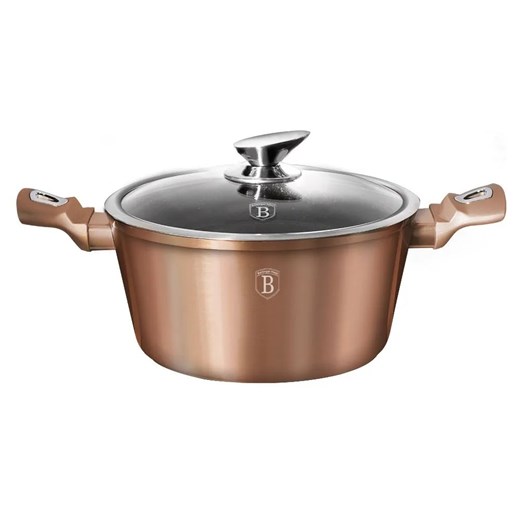 Aluminiowy złoty garnek z powłoką granitową 2,5L H0-H67 ze sklepu Edinos.pl w kategorii Garnki - zdjęcie 173736596