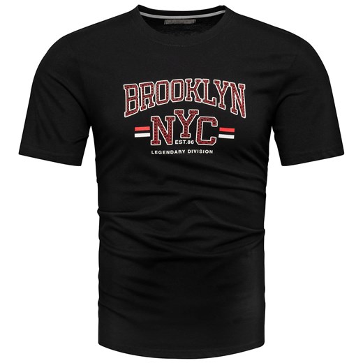 Koszulka bawełniana męska t-shirt z printem czarny Recea ze sklepu Recea.pl w kategorii T-shirty męskie - zdjęcie 173737815