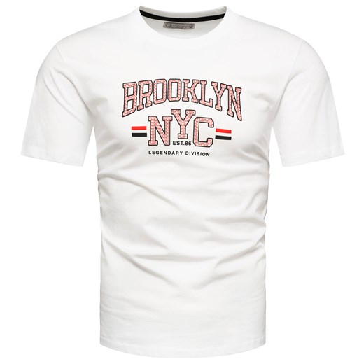 Koszulka bawełniana męska t-shirt z printem biały Recea ze sklepu Recea.pl w kategorii T-shirty męskie - zdjęcie 173737817