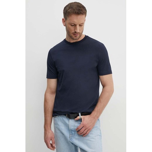 BOSS t-shirt bawełniany męski kolor granatowy gładki 50468972 ze sklepu ANSWEAR.com w kategorii T-shirty męskie - zdjęcie 173738029