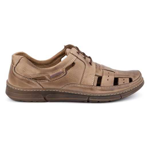 Buty męskie na lato ażurowe sznurowane 600 brązowe ze sklepu butyolivier w kategorii Półbuty męskie - zdjęcie 173738259