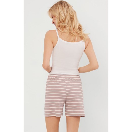 Spodenki damskie krótkie cappuccino w paski Betty, Kolor cappuccino, Rozmiar S, Italian Fashion ze sklepu Primodo w kategorii Piżamy damskie - zdjęcie 173740725