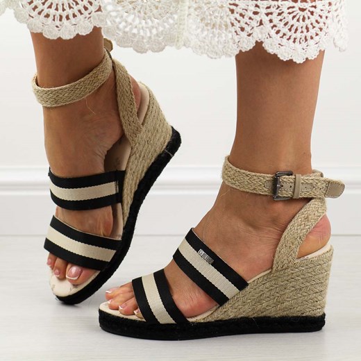 Czarne espadryle, sandały damskie Big Star Ll274884 ze sklepu suzana.pl w kategorii Sandały damskie - zdjęcie 173741896